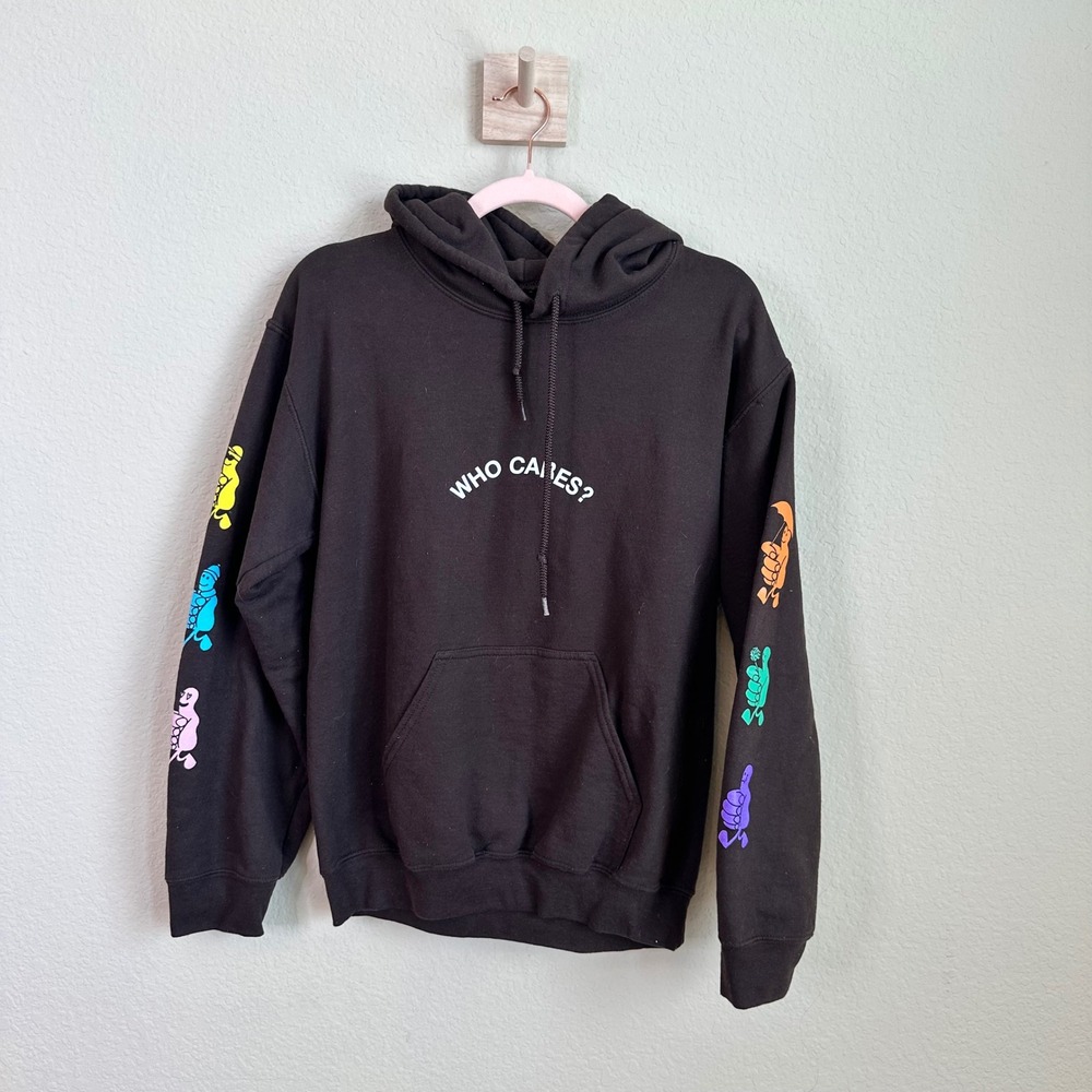 Rex Orange County Who Cares Brown Graphic Sleeve Hoodie Small